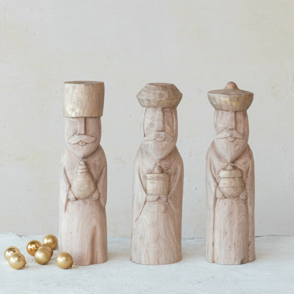 Hand-Carved Mango Wood Wise Men - Image 2