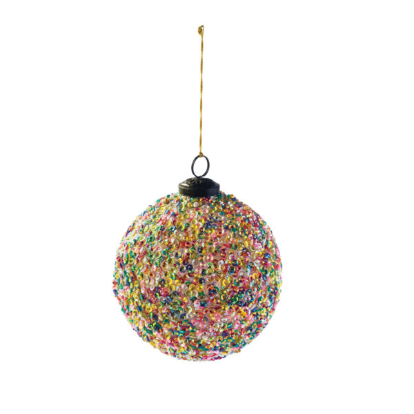 Recycled Glass Ball Ornament w/ Sequins