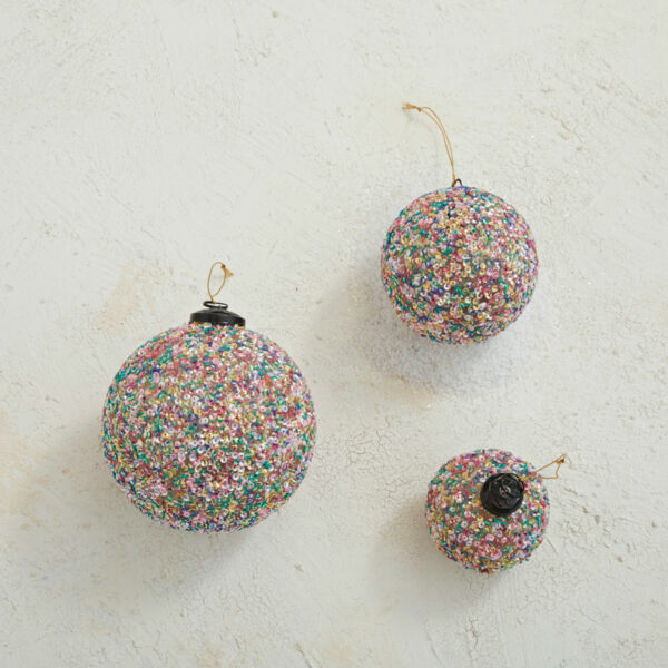 Recycled Glass Ball Ornament w/ Sequins - Image 2