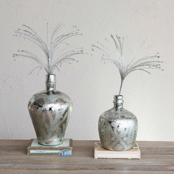 Etched Mercury Glass Vase - Image 2