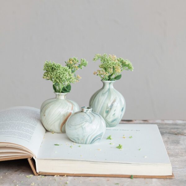 Stoneware Vases w/ Marbled Design - Image 2