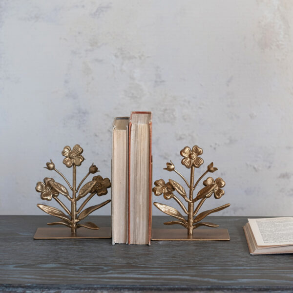 Cast Iron Flower Shaped Bookends - Image 2