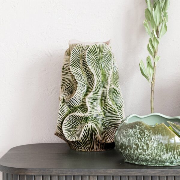Textured Stoneware Organic Shaped Vase - Image 2