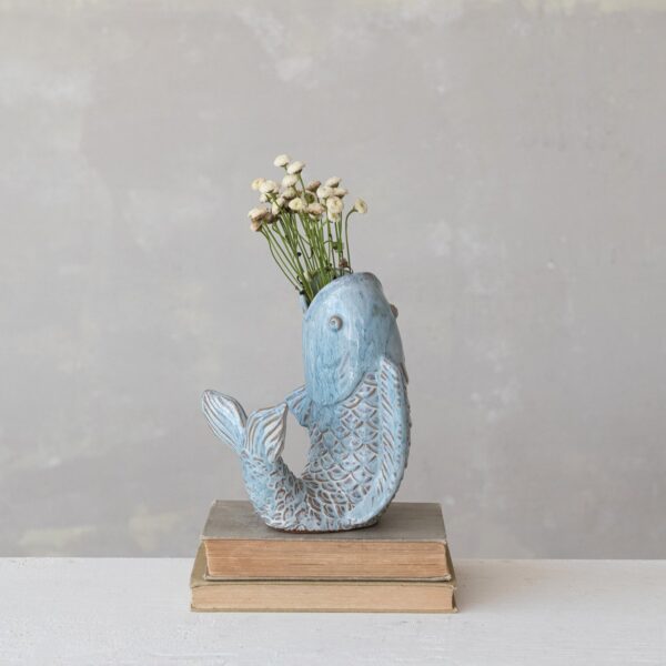 Stoneware Fish Shaped Vase - Image 2