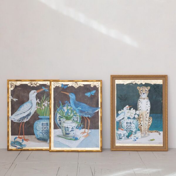 Wood Faux Bamboo Framed Canvas Wall Décor - Image 2