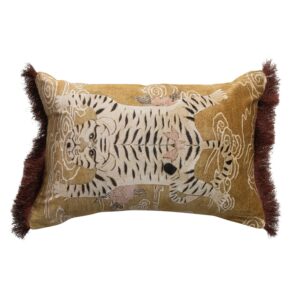 Cotton Velvet Printed Lumbar Pillow