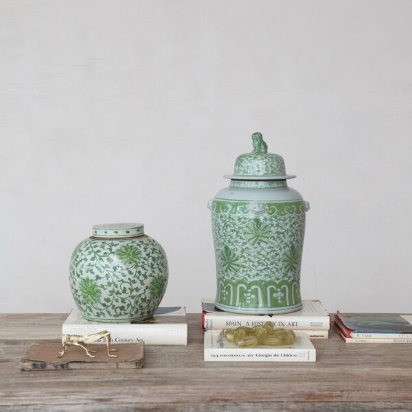 Decorative Hand-Painted Stoneware Ginger Jar - Image 2