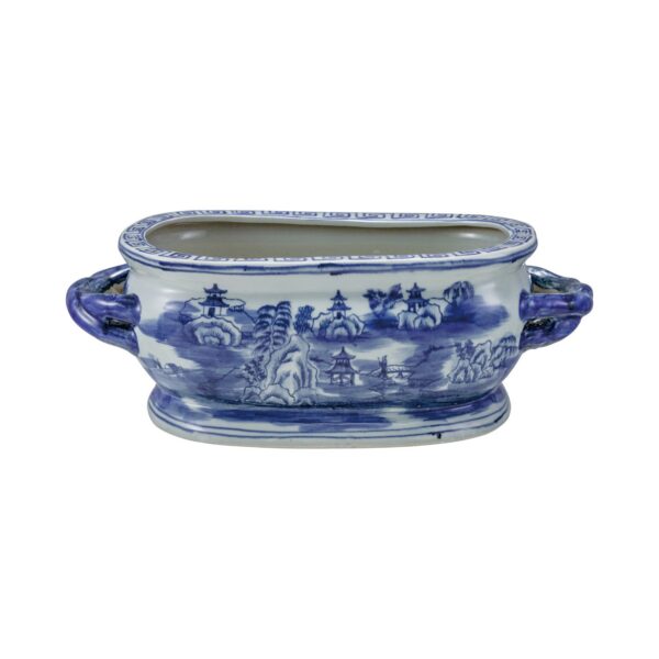 Oval Hand-Painted Stoneware Vintage Reproduction Planter