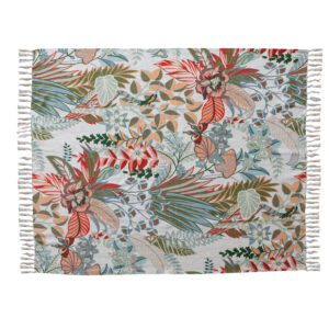Printed Throw with Tropical Botanicals